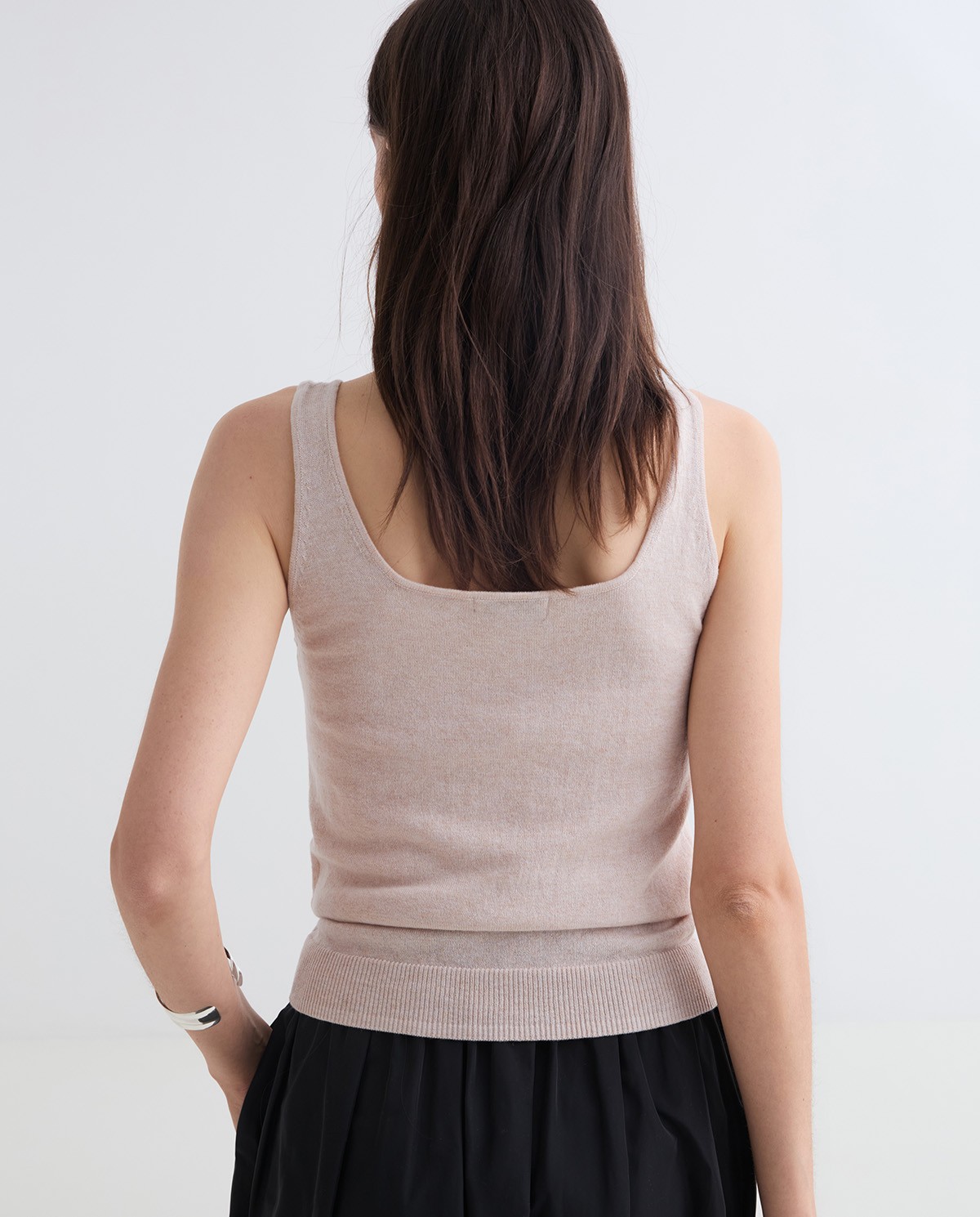 Ecru cotton and wool lingerie top woman Yerse - Front view 4