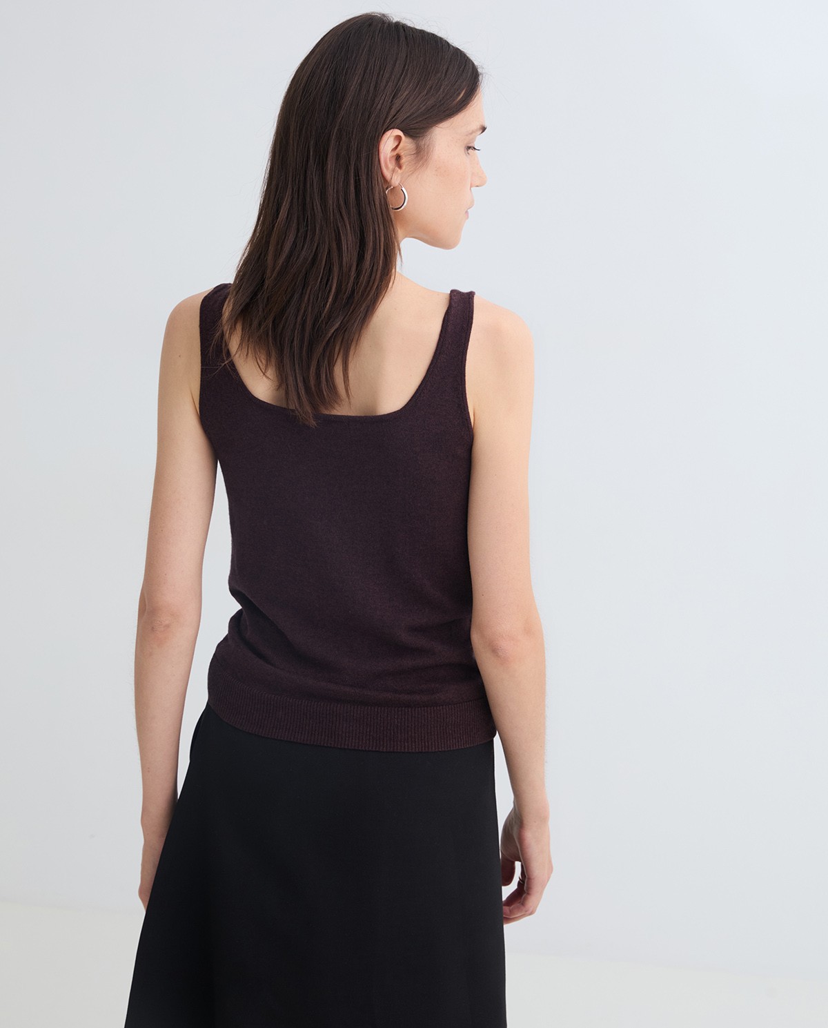 Chocolate cotton and wool lingerie top woman Yerse - Front view 3