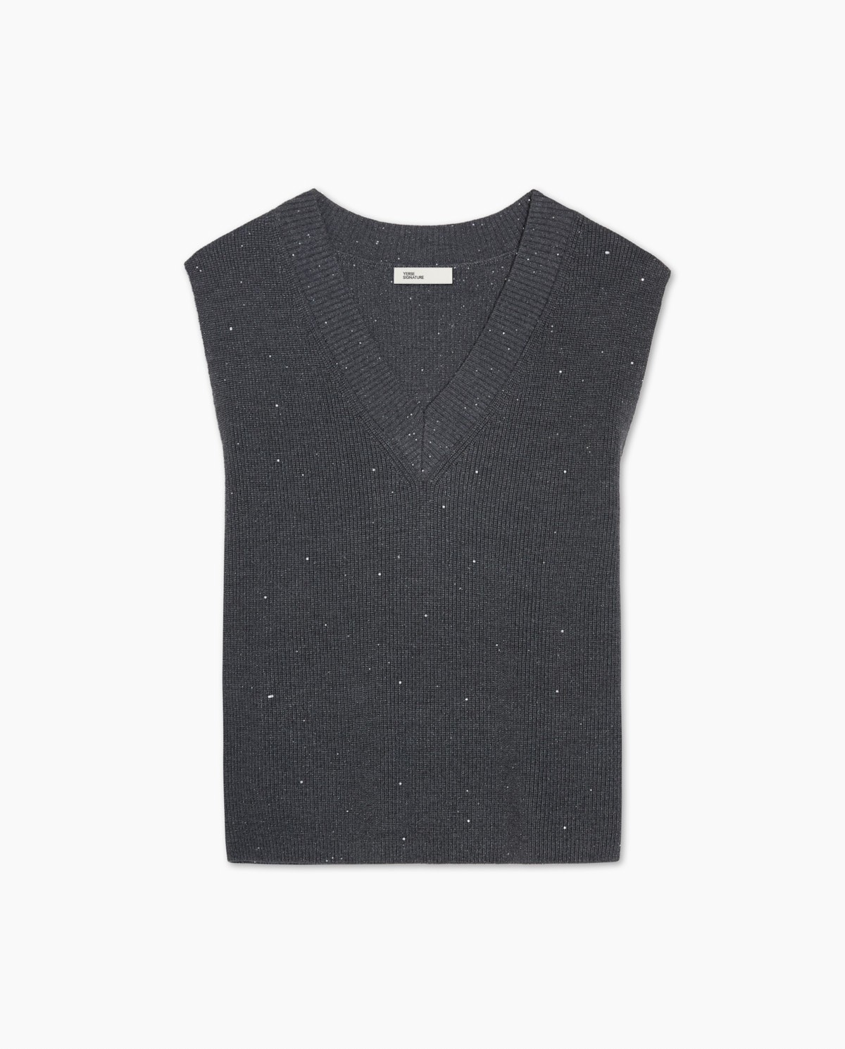 Gilet en maille à mini-sequins anthracite