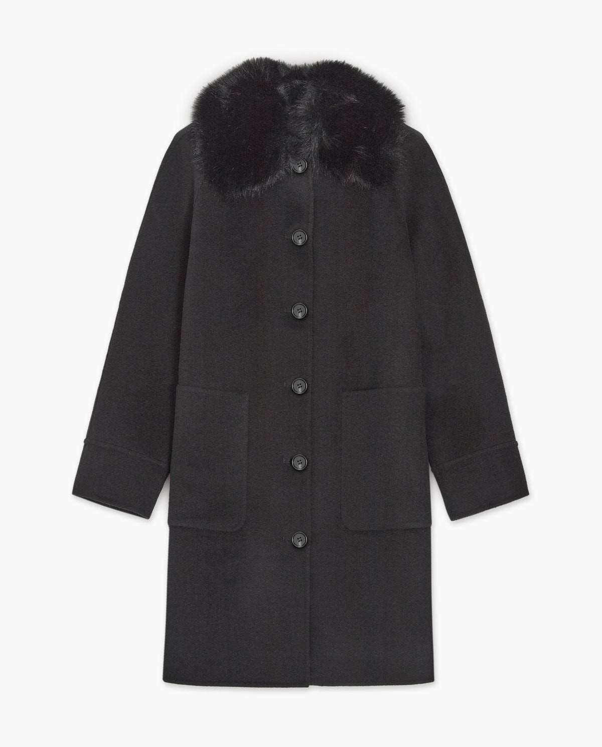 Abric handmade amb llana coll pèl negre dona Yerse - Detall vista frontal 12