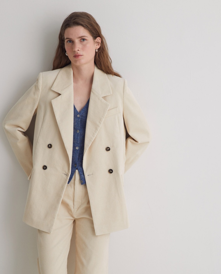Blazer pana algodón crudo - Blazer cruzado de pana