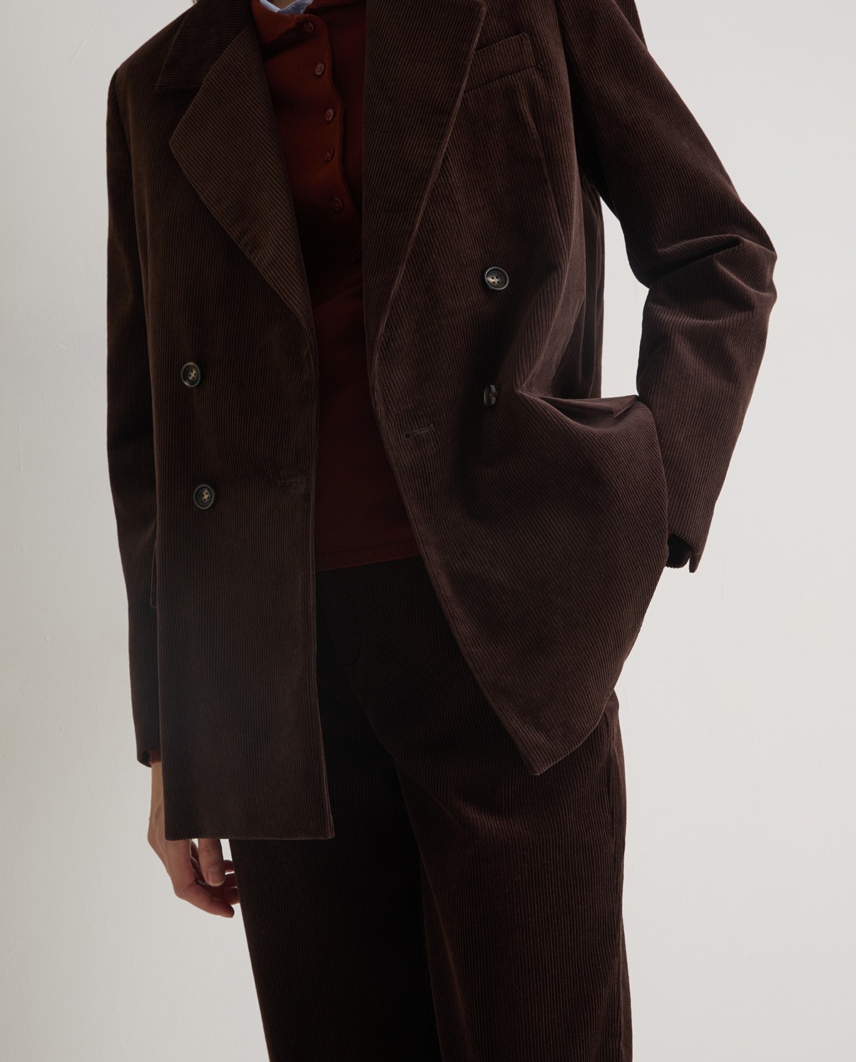 Blazer pana cotó xocolata - Blazer creuat de pana 3