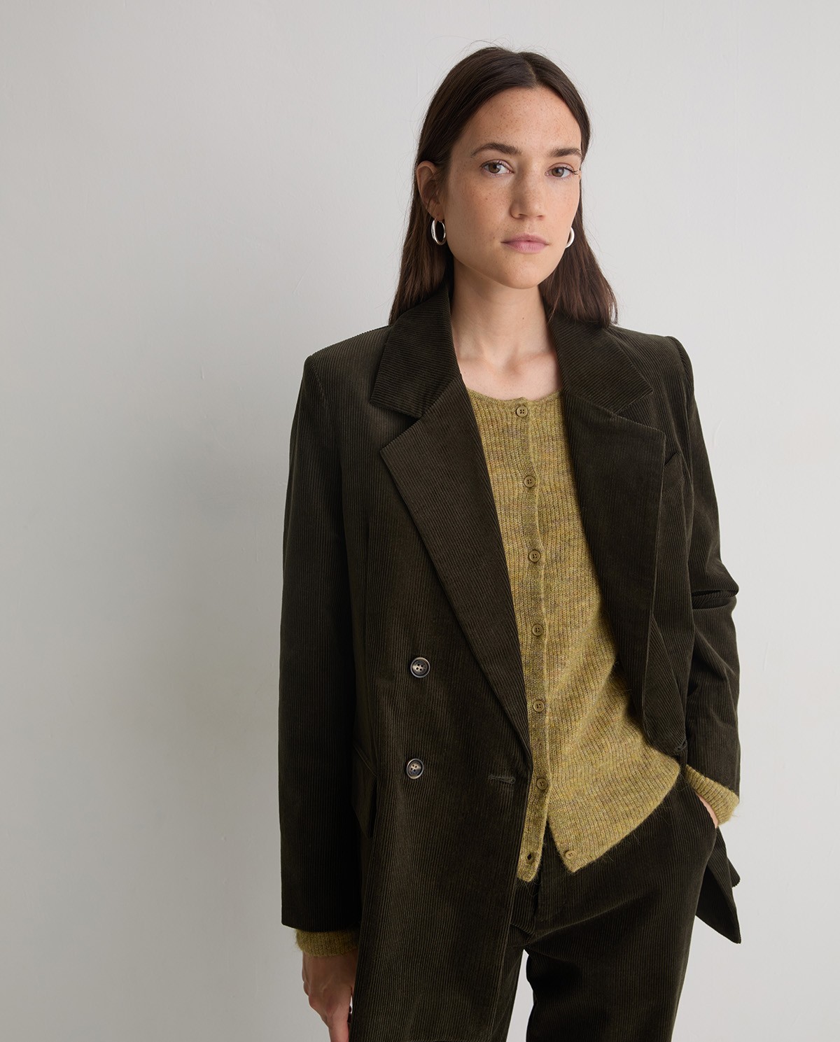 Blazer pana cotó caqui - Blazer creuat de pana