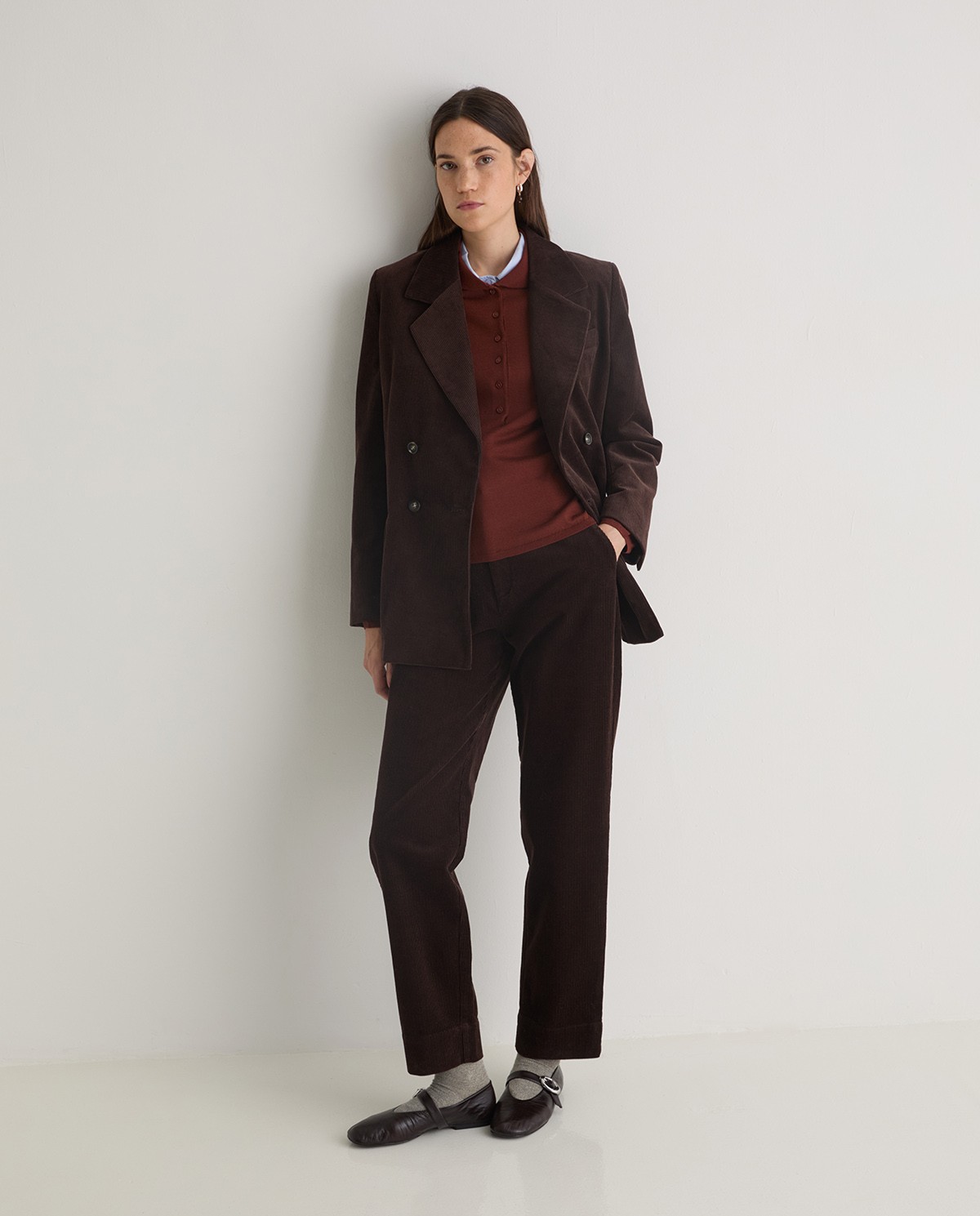 Pantalón pana algodón regular fit chocolate - Pantalones de pana
