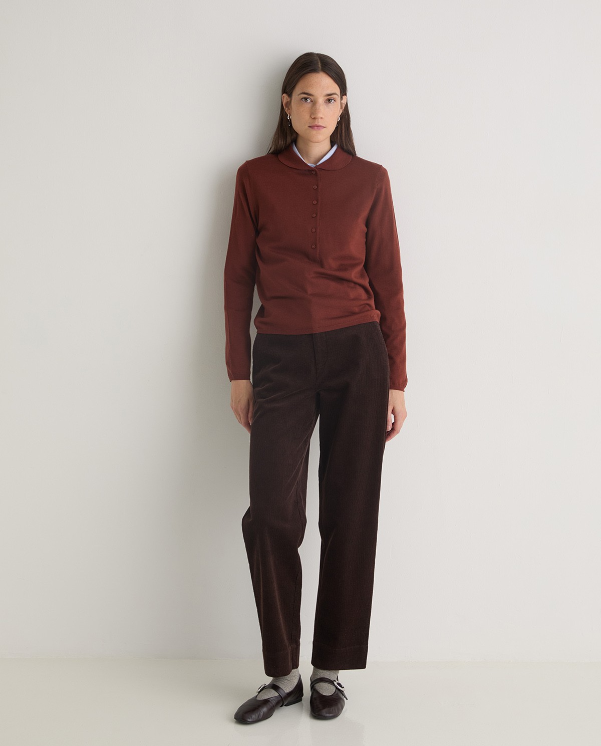 Pantalón pana algodón regular fit chocolate - Pantalones de pana 1