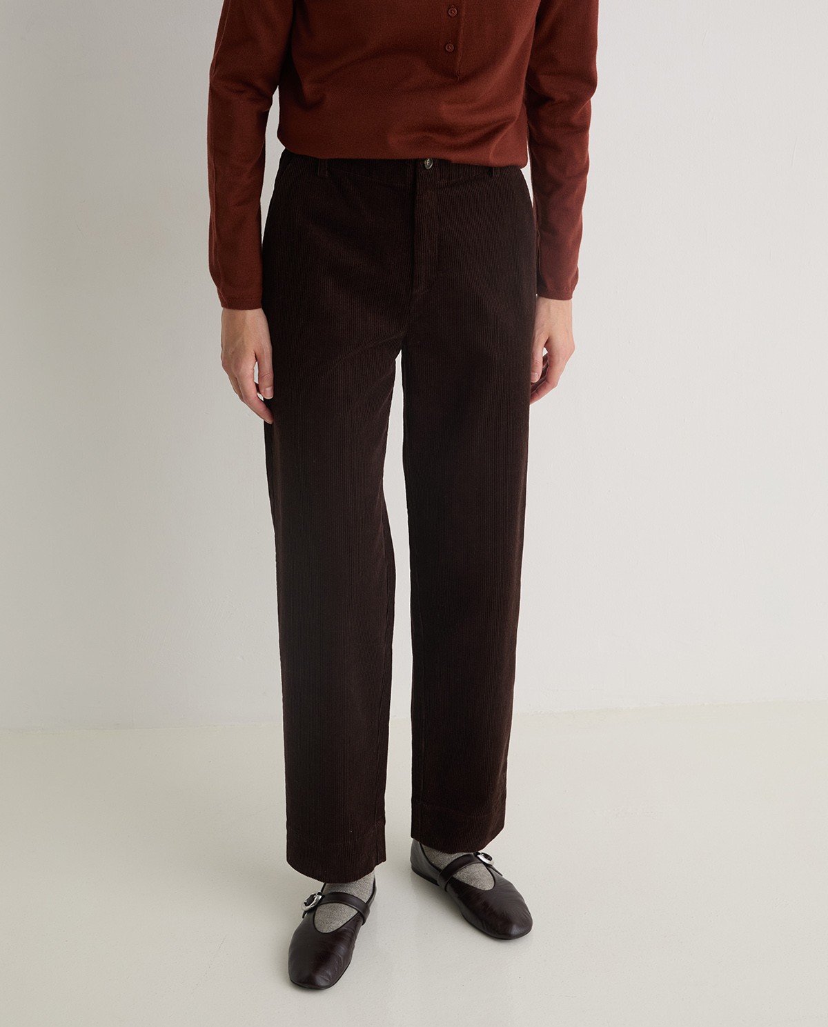 Pantalón pana algodón regular fit chocolate - Pantalones de pana 2