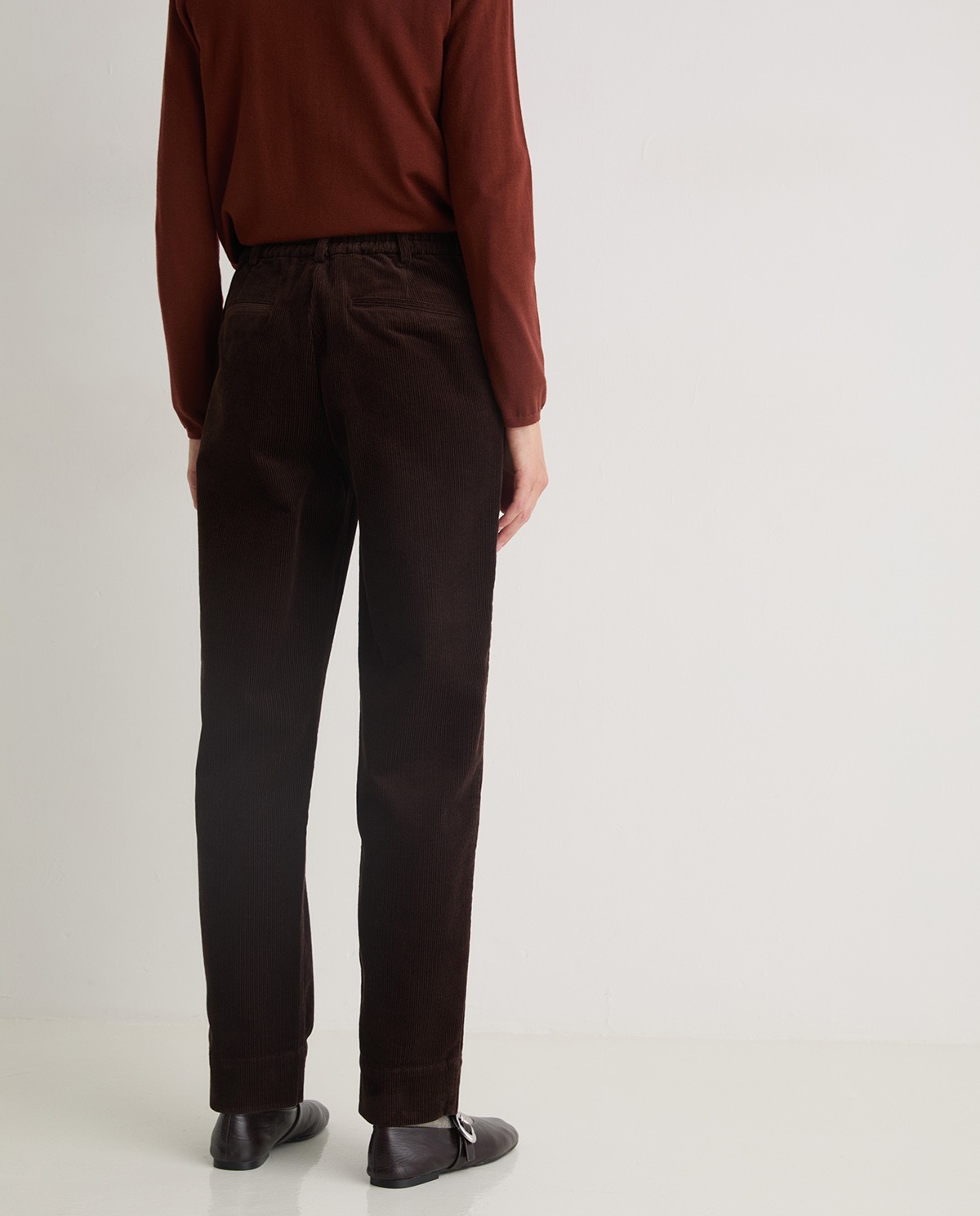 Pantalón pana algodón regular fit chocolate - Pantalones de pana 4