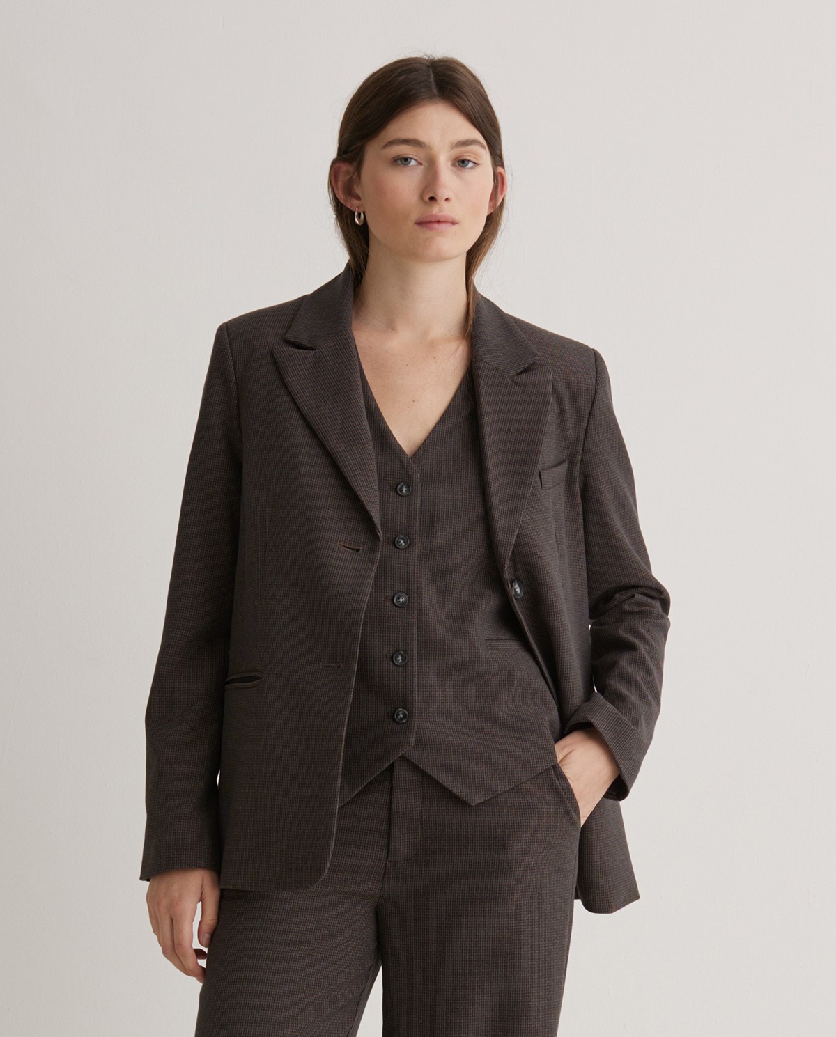 Blazer traje pata de gallo marrón - Blazer pata de gallo 3