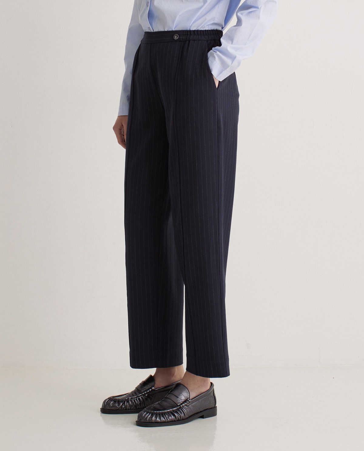 Pantalones traje raya diplomática azul marino - Pantalones regular fit 1