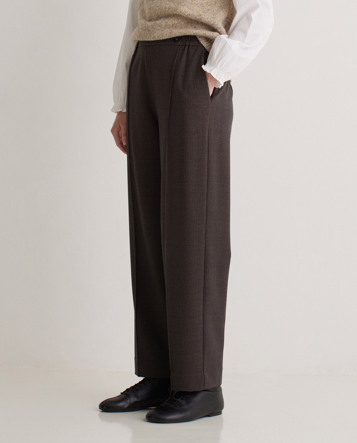 Pantalones traje pata de gallo marrón - Pantalones regular fit 2