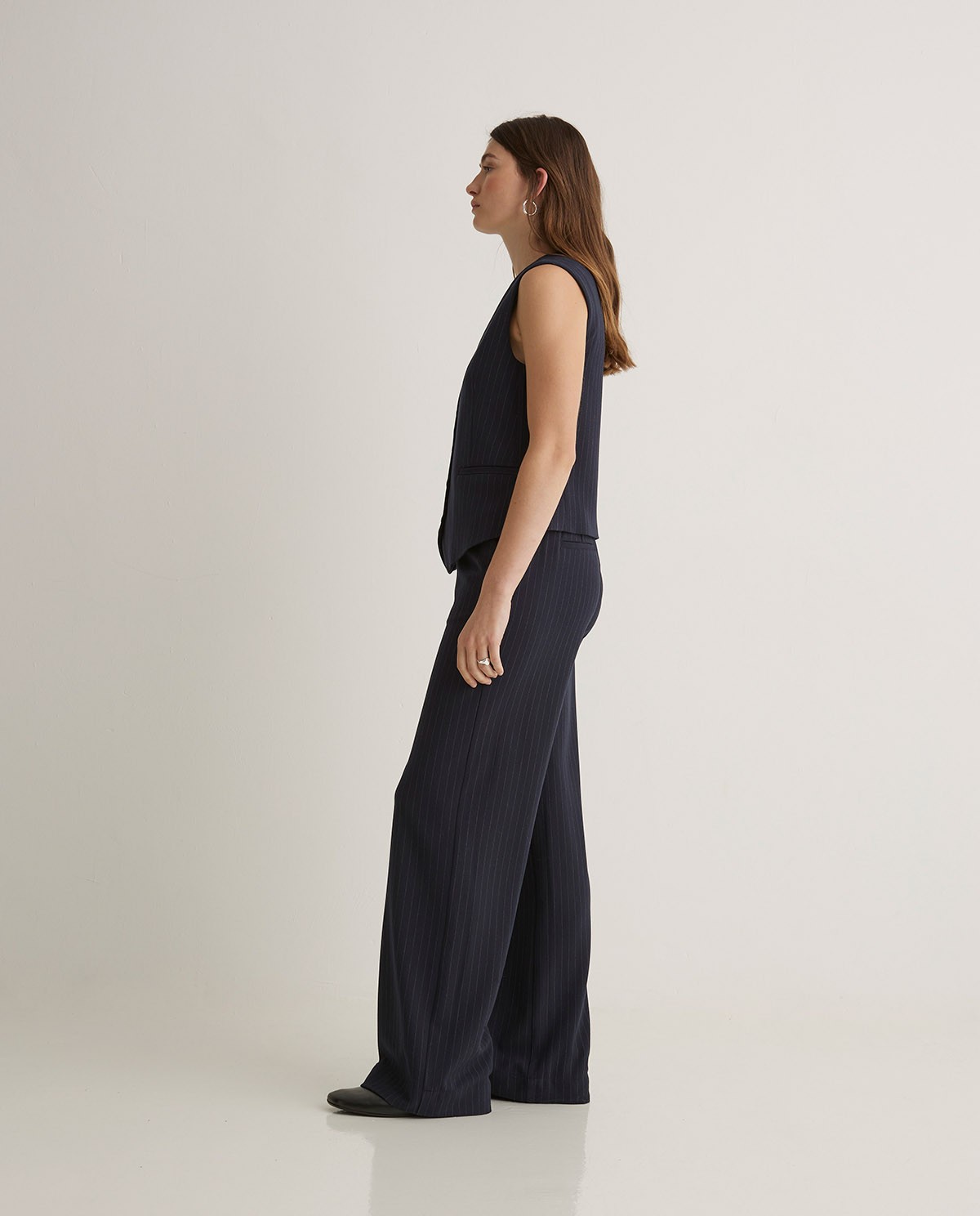 Pantalones wide leg cintura elástica azul marino - Pantalones wide leg 3