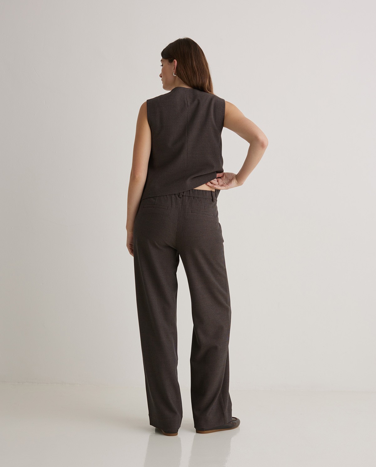 Pantalones wide leg cintura elástica marrón - Pantalones wide leg 6