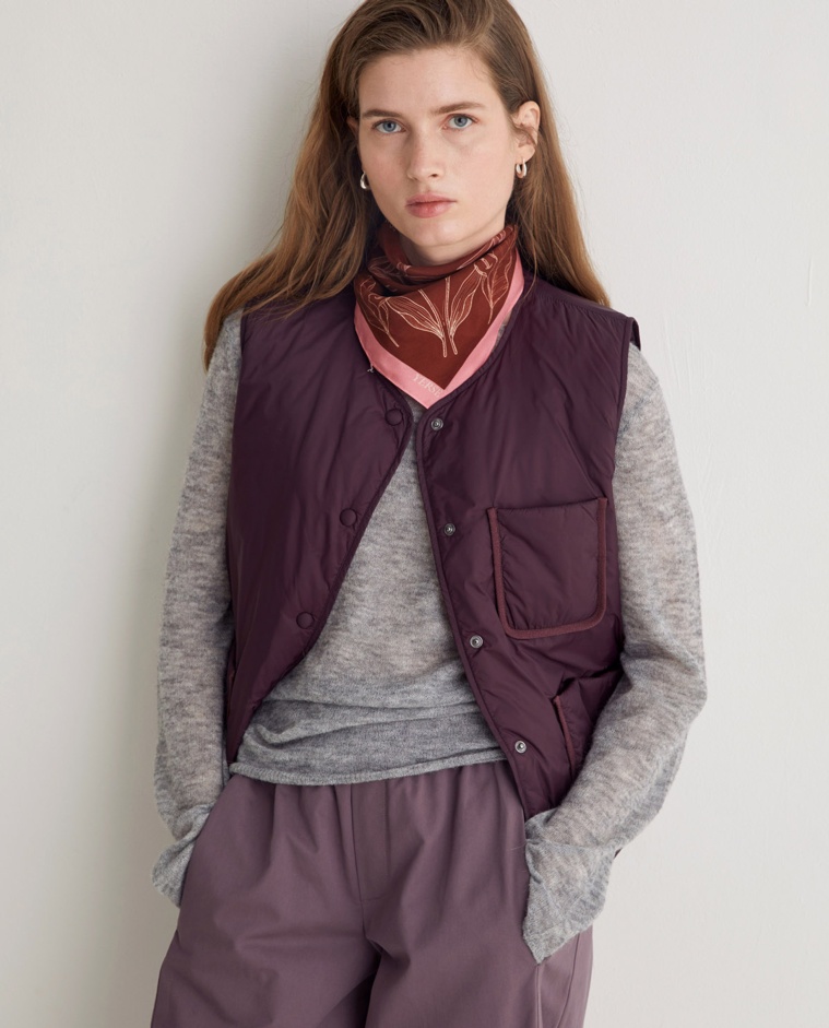 Chaleco Water Repellent berenjena mujer Yerse - Detalle frontal