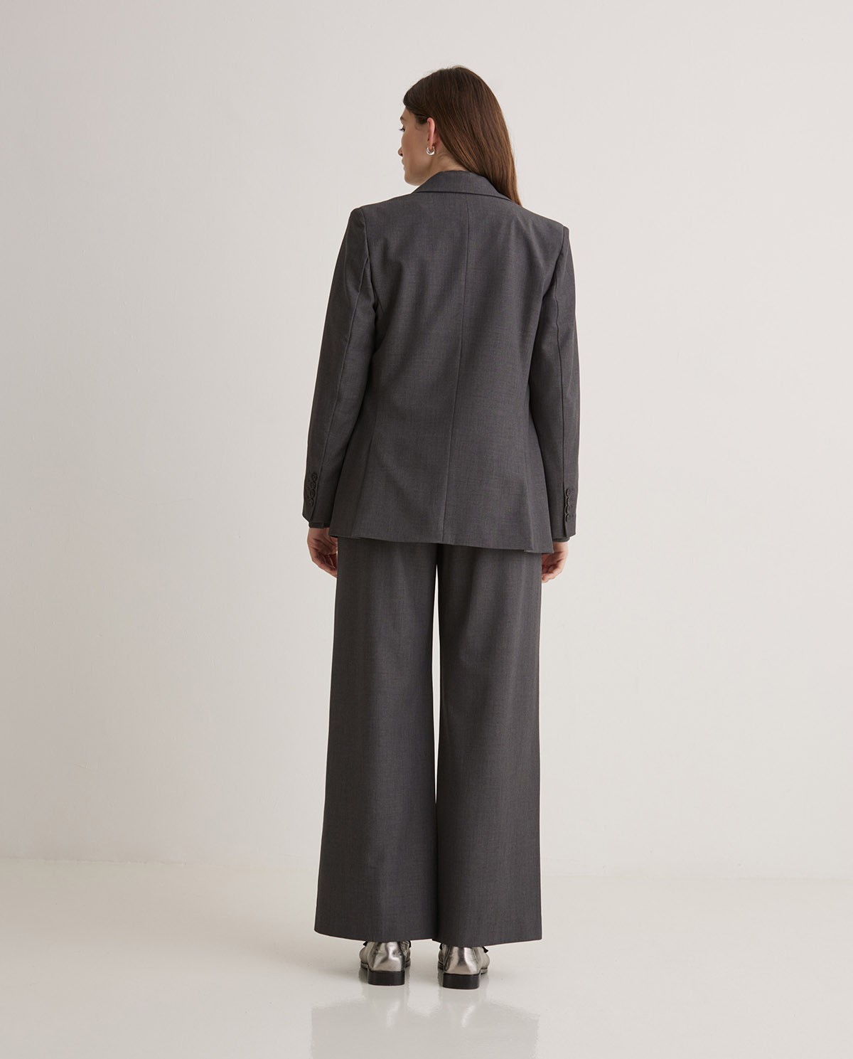 Grey wool suit jacket woman Yerse - Front view 8