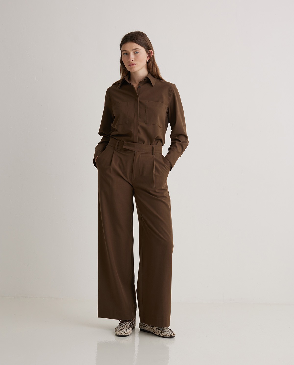 Brown pleated wide-leg suit pants - Wide-leg pants 3