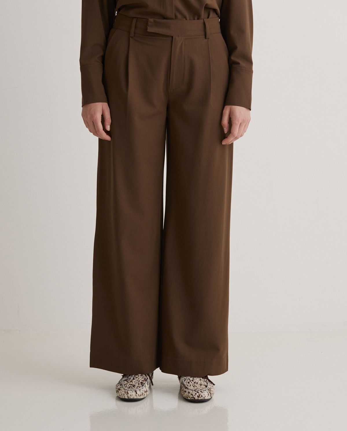 Brown pleated wide-leg suit pants - Wide-leg pants 4