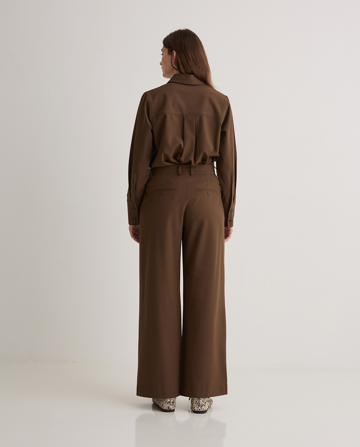 Brown pleated wide-leg suit pants - Wide-leg pants 6