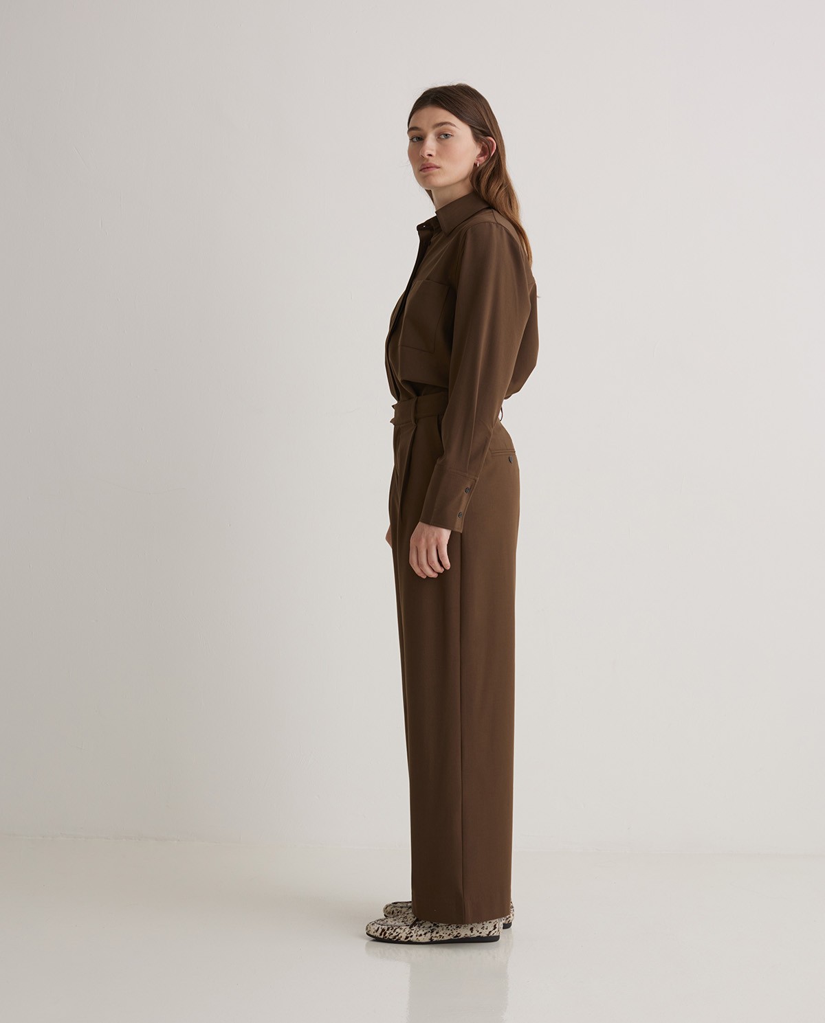 Brown pleated wide-leg suit pants - Wide-leg pants 5