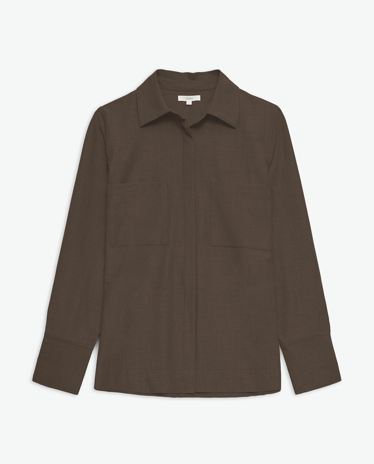 Chocolate long-sleeve shirt with pockets woman Yerse - Front view 6