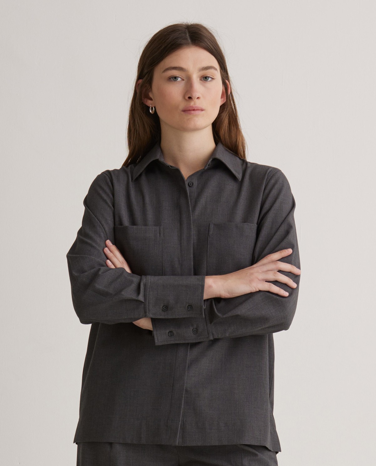 Long-sleeved shirt with pockets, gray - Long-sleeved shirt 3