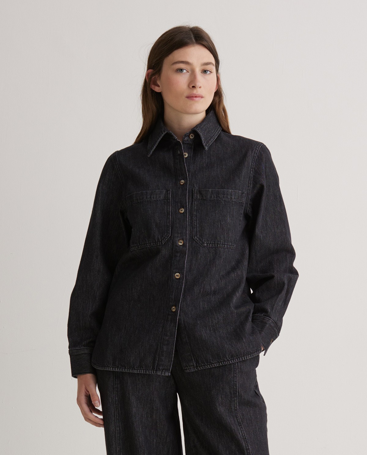 Camisa denim antracita