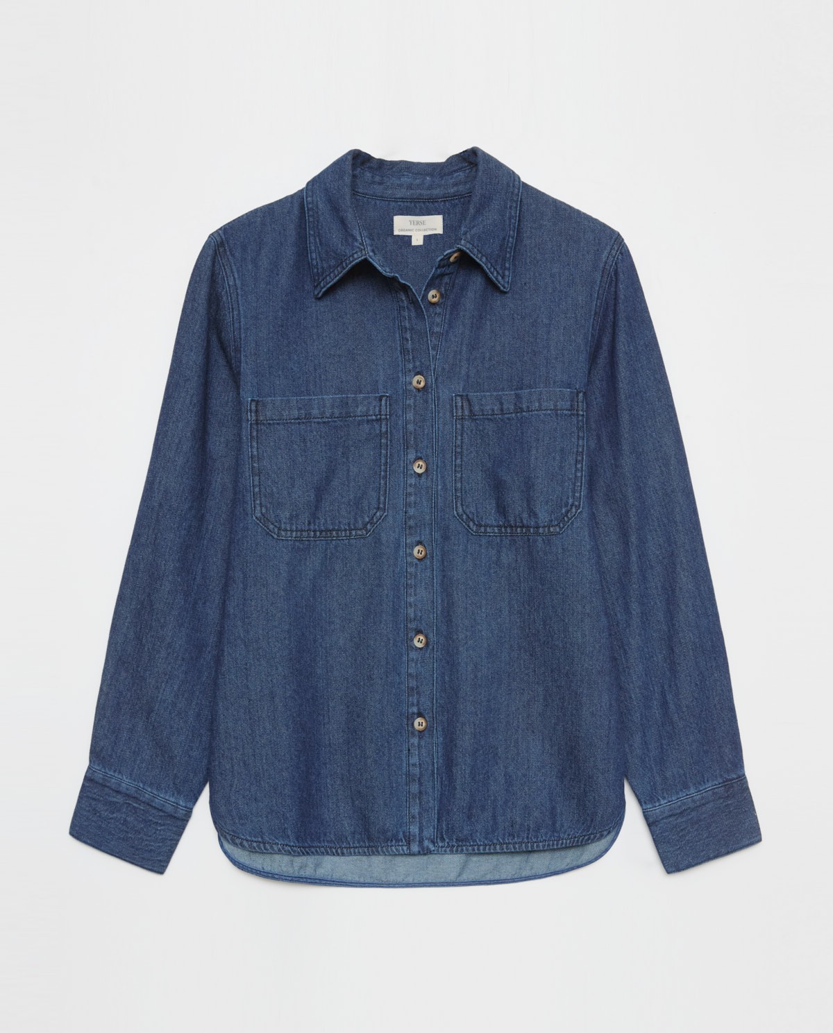 Long sleeves denim shirt blue woman Yerse - Front view 7