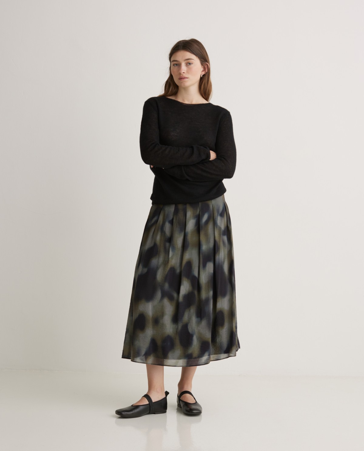 Falda midi evasé estampada multicolor - Falda midi 2