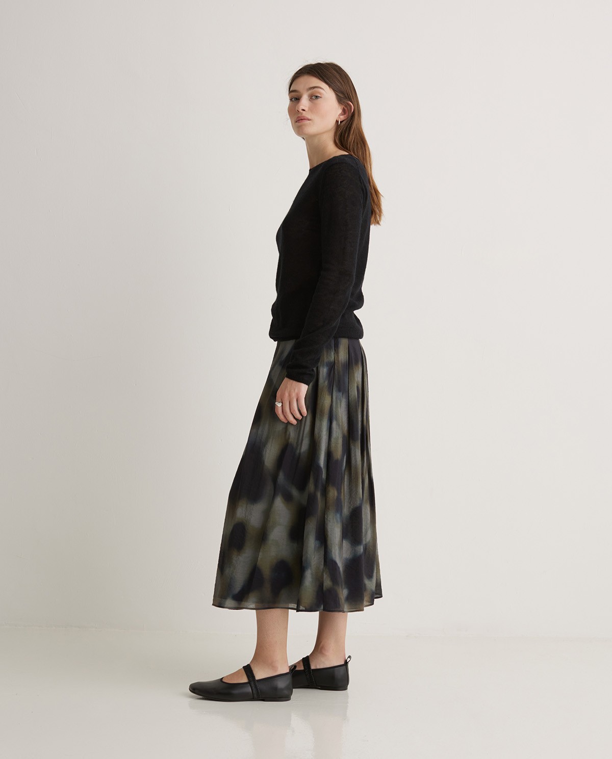 Falda midi evasé estampada multicolor - Falda midi 4