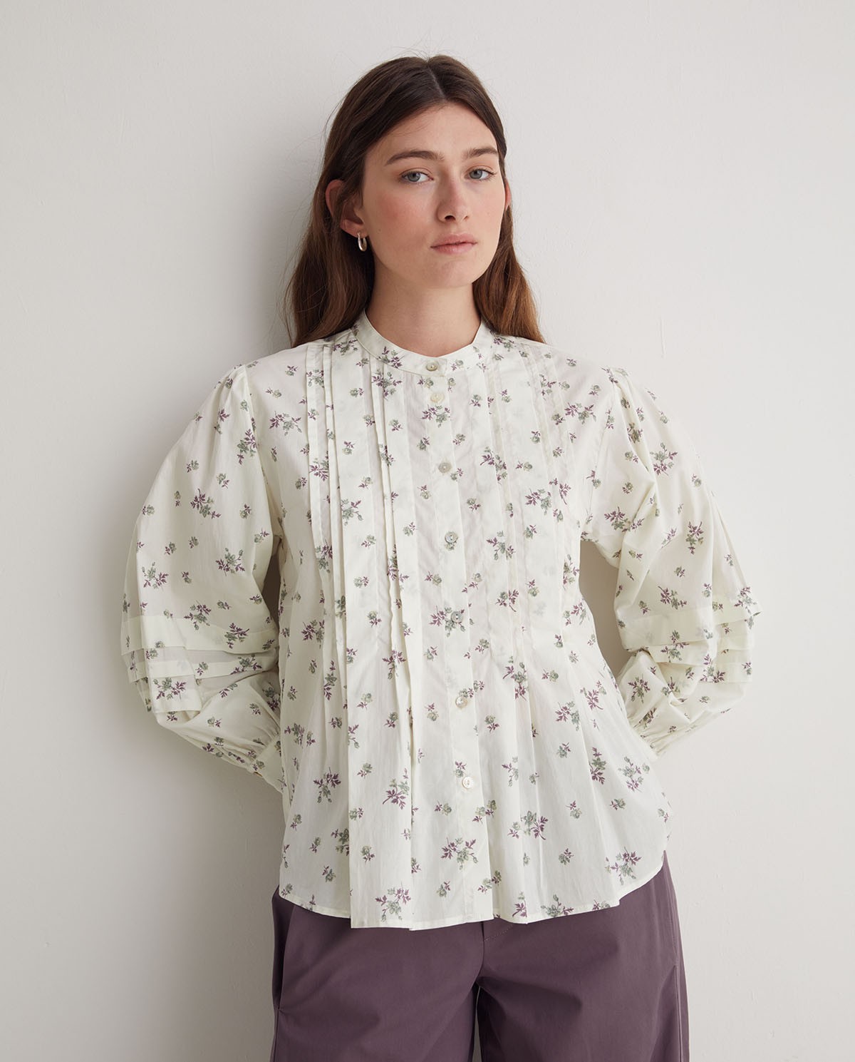 Multicolored flower print blouse - 100% cotton blouse