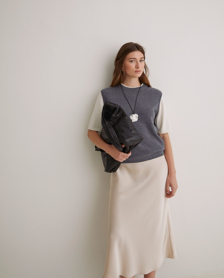 Falda satinada midi arena - Falda fluida midi