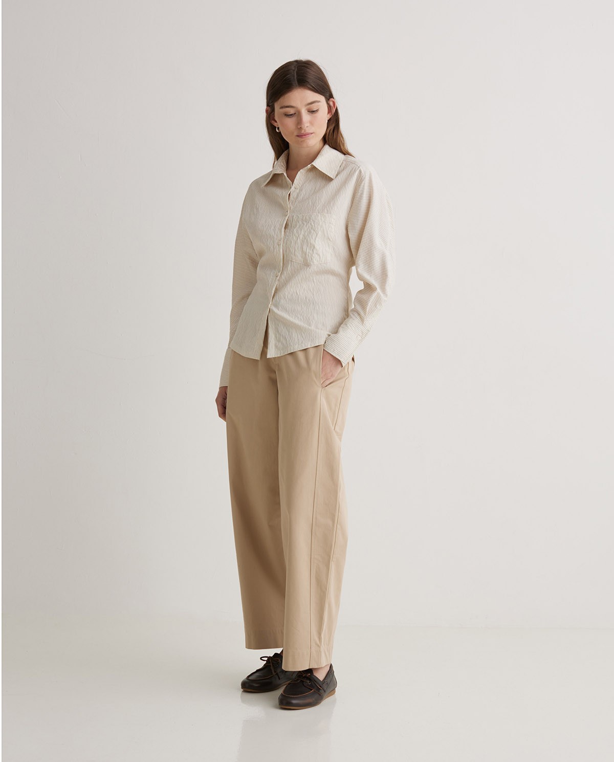 Pantalones anchos balloon fit beige- Pantalones 100% algodón 1