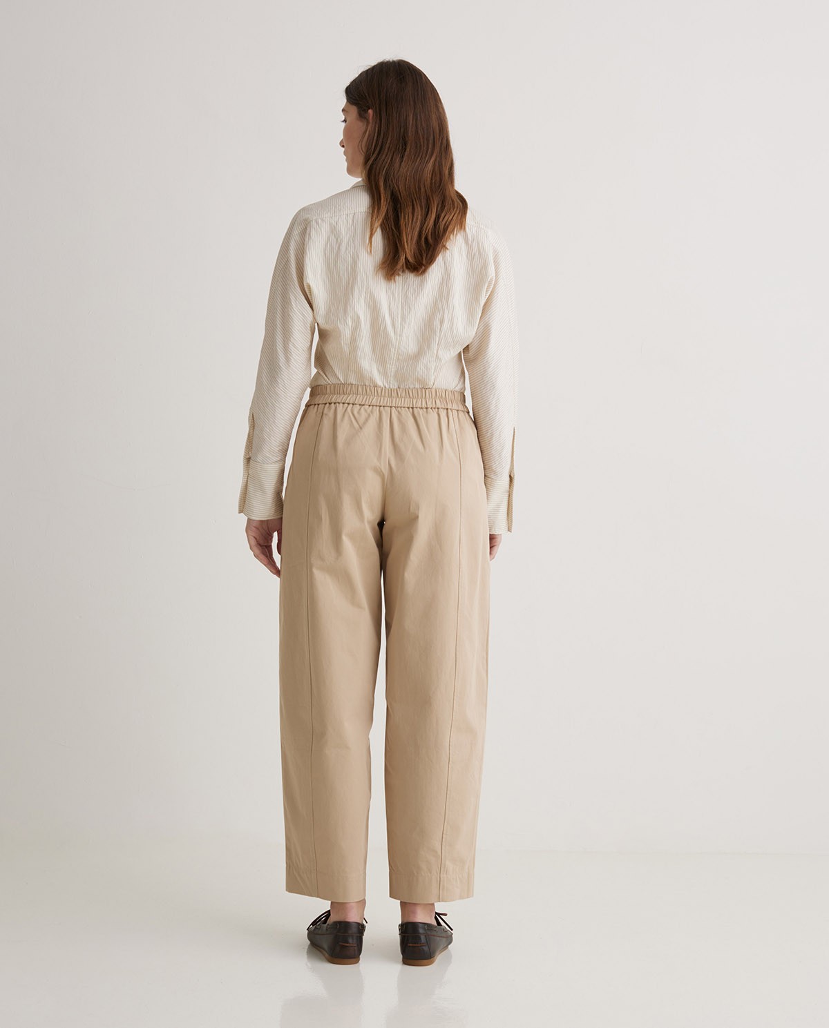 Pantalones anchos balloon fit beige- Pantalones 100% algodón 5