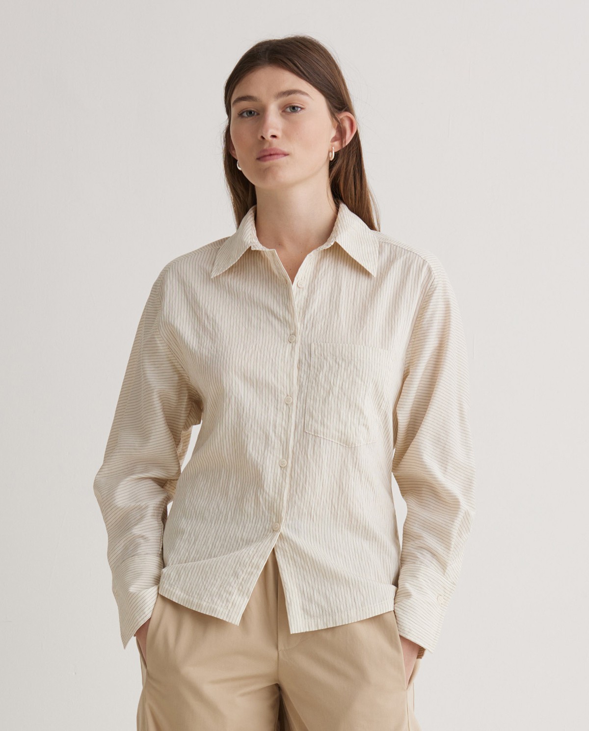 Camisa manga larga rayas crudo - Camisa de manga larga 1