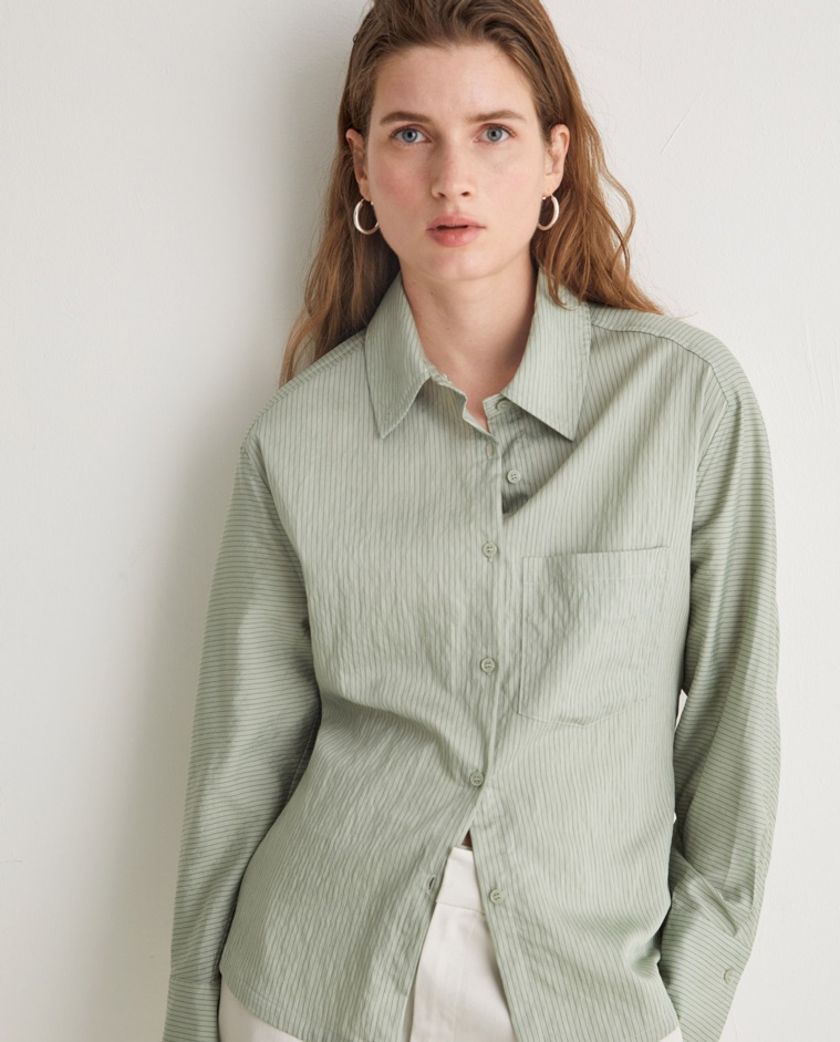 Camisa manga larga rayas verde - Camisa de manga larga