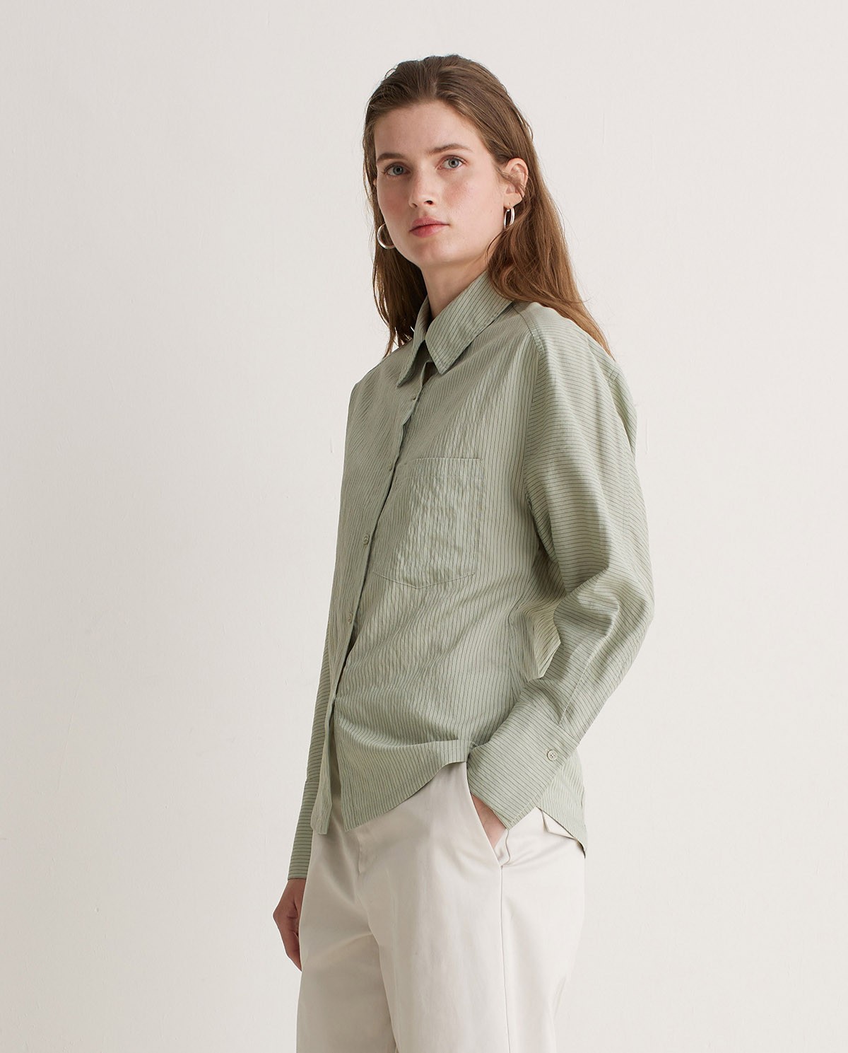 Camisa manga larga rayas verde - Camisa de manga larga 3