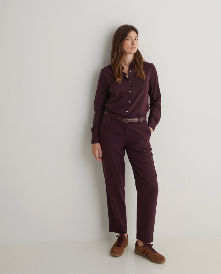 Pantalones regular fit tencel marrón - Pantalones 100% tencel