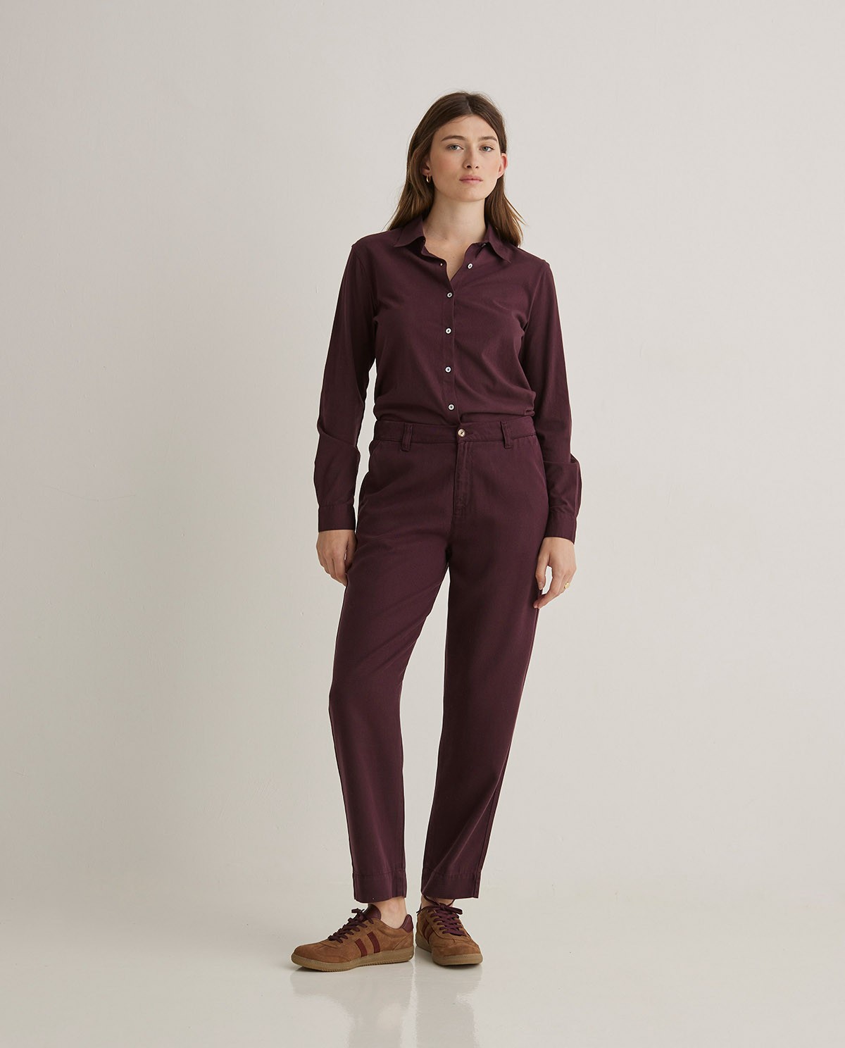 Pantalones regular fit tencel marrón - Pantalones 100% tencel 1