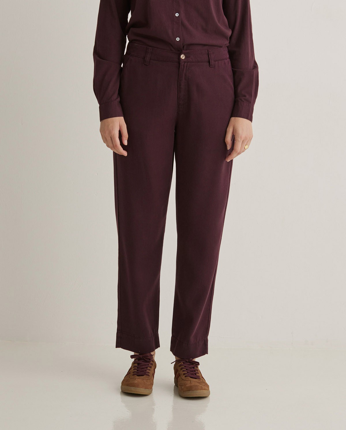 Pantalones regular fit tencel marrón - Pantalones 100% tencel 2