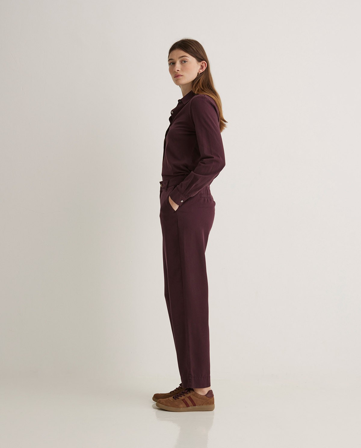 Pantalones regular fit tencel marrón - Pantalones 100% tencel 3