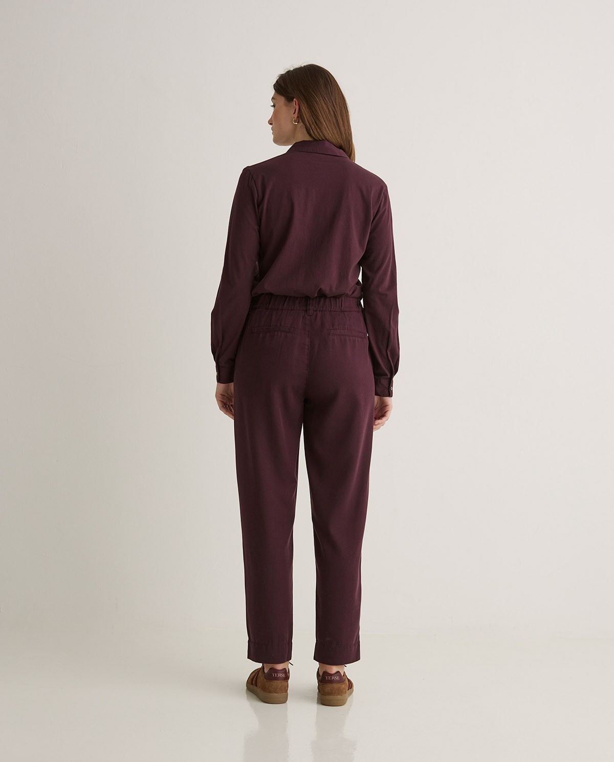Pantalones regular fit tencel marrón - Pantalones 100% tencel 4