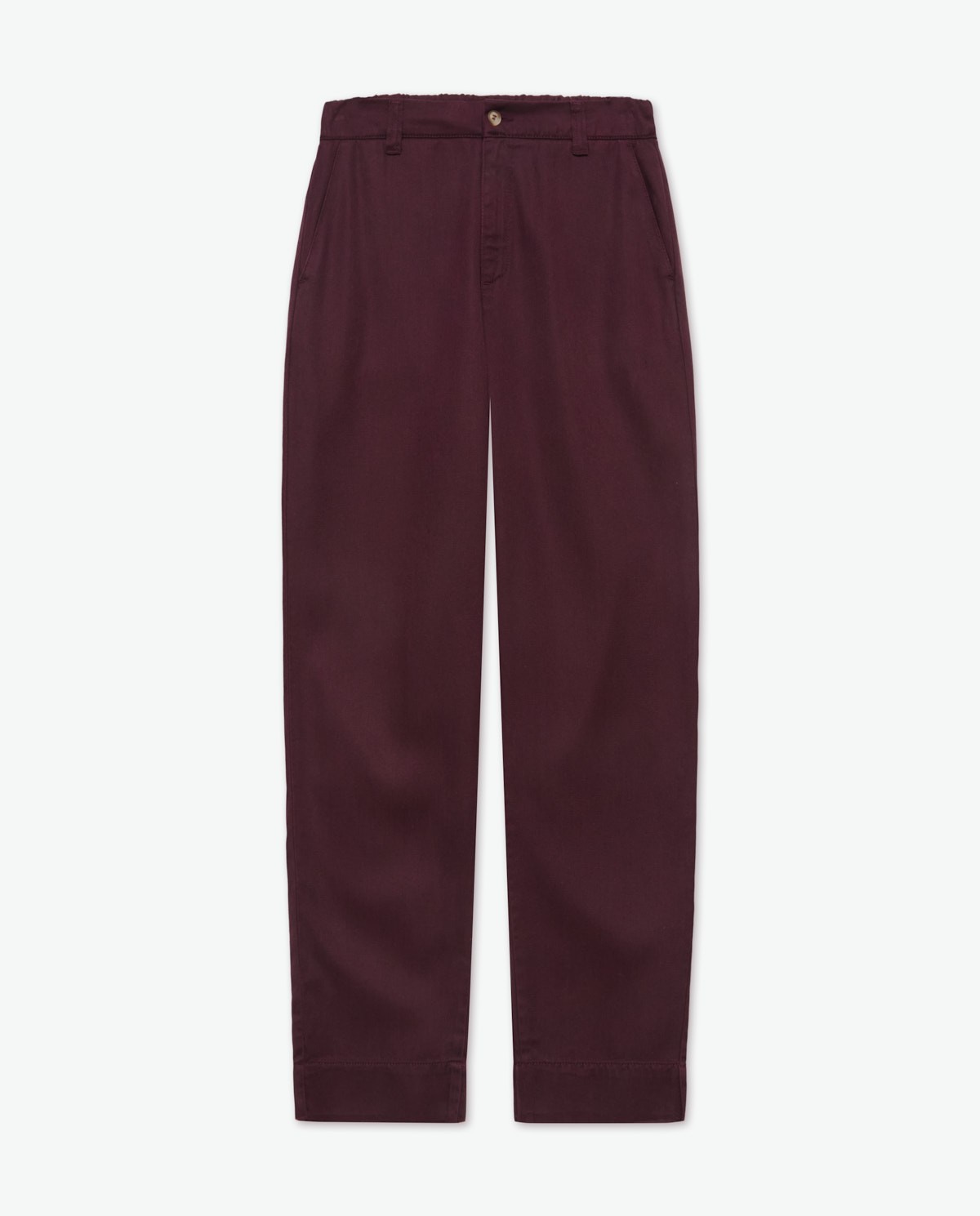 Pantalon coupe droite en tencel marron