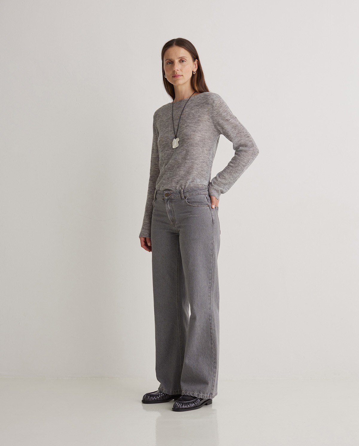 Wide leg organic cotton jeans in grey - 100% organic cotton jeans 2
