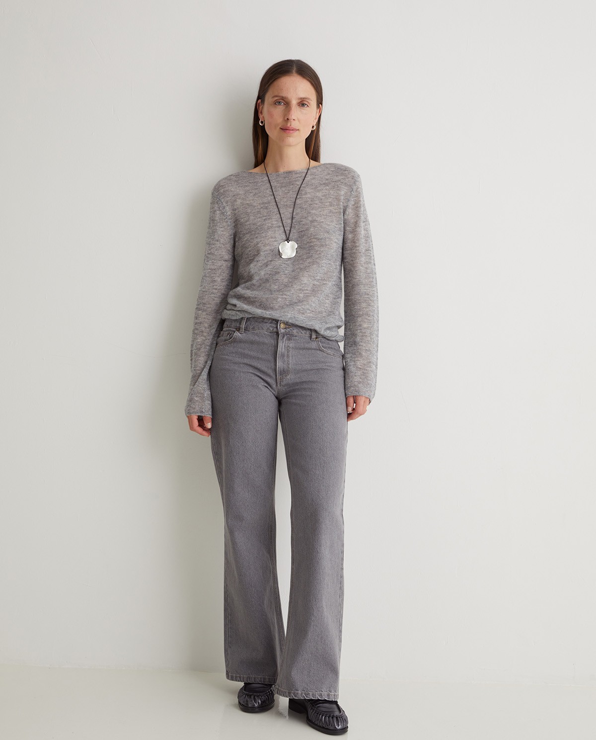 Wide leg organic cotton jeans in grey - 100% organic cotton jeans 6