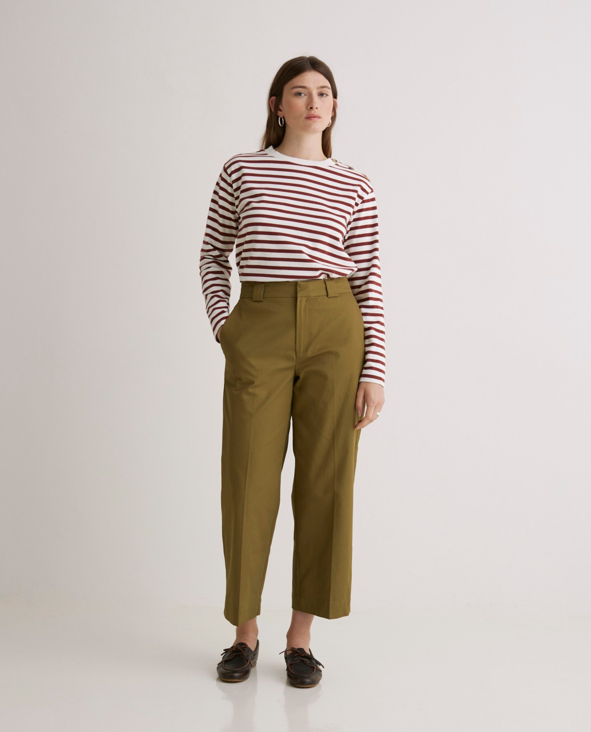 Regular fit 100% cotton olive green pants - Straight leg 100% cotton pants 3