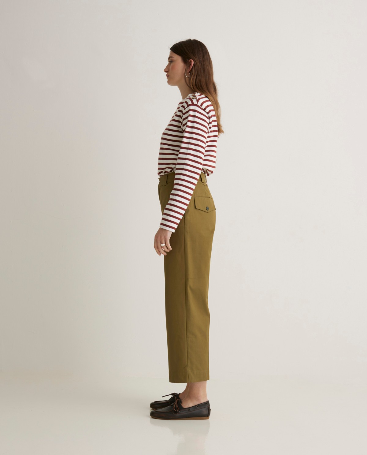 Regular fit 100% cotton olive green pants - Straight leg 100% cotton pants 5