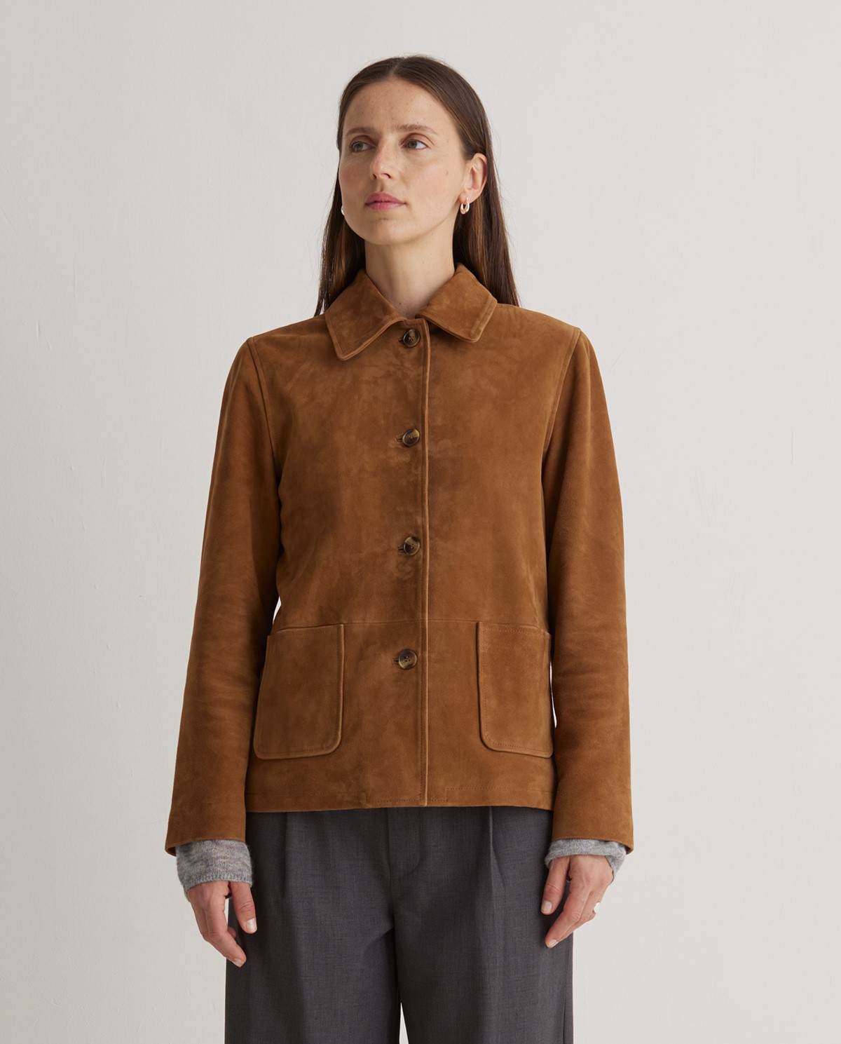 Chaqueta ante 100% piel marrón - Chaqueta realizada en piel 100% 6