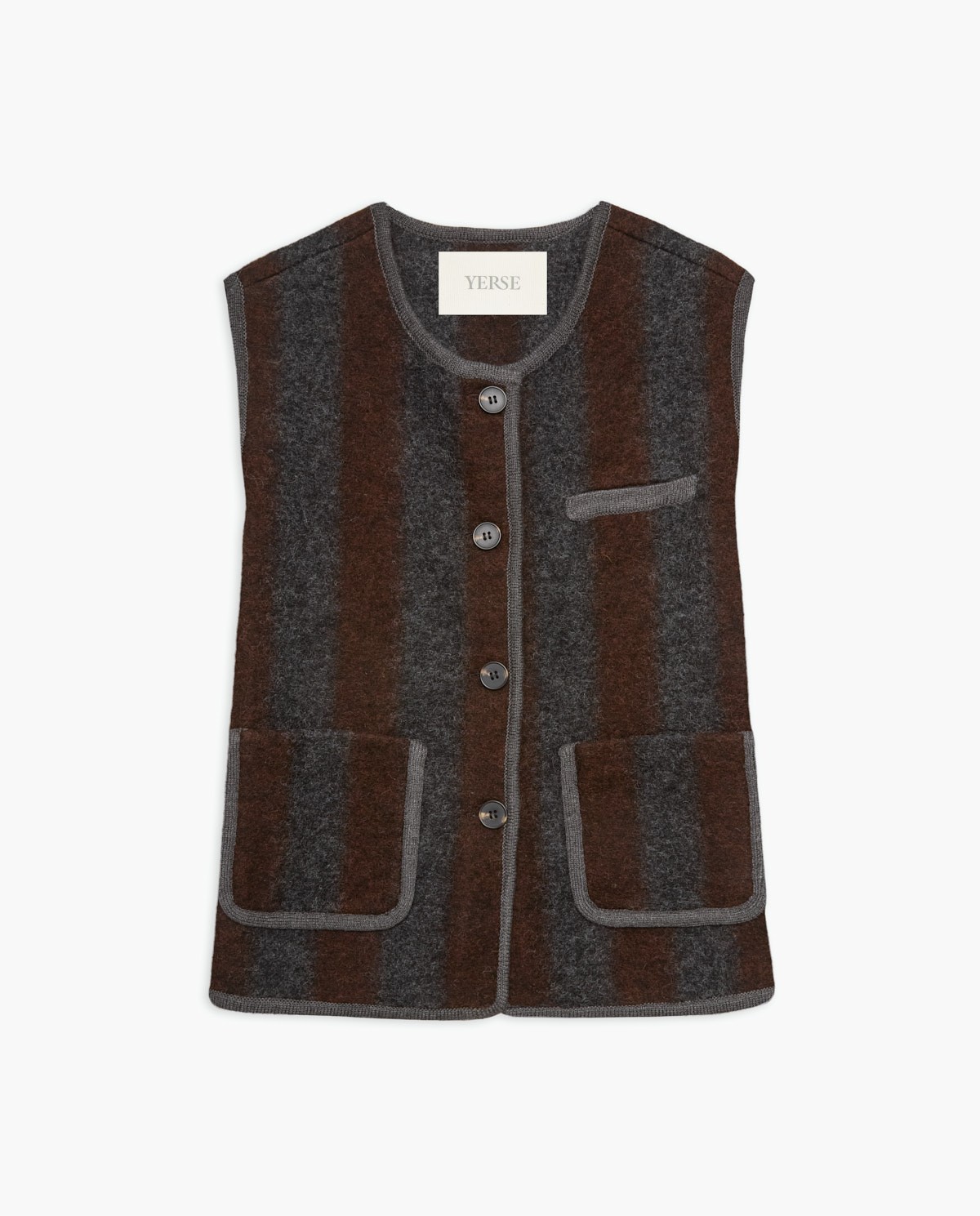 Striped wool blend vest with pockets - Vest made with boiled wool 6