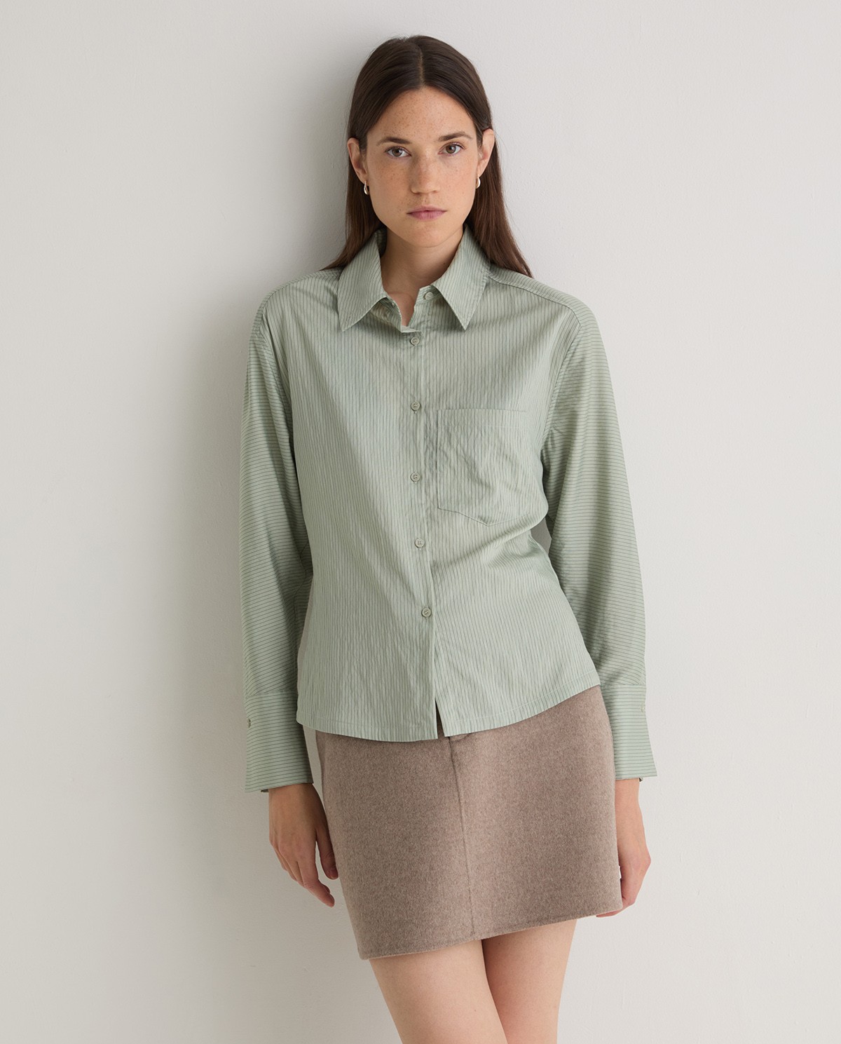 Handmade wool-blend skirt brown woman Yerse - Front view 4