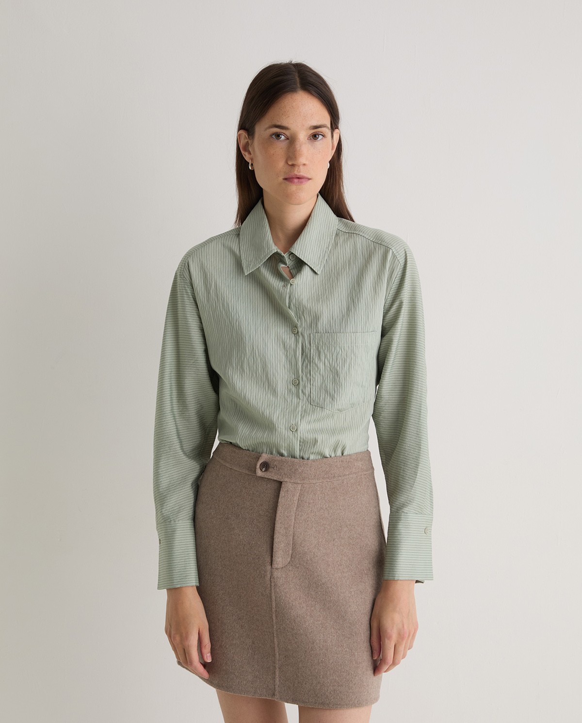 Handmade wool-blend skirt brown woman Yerse - Front view 7