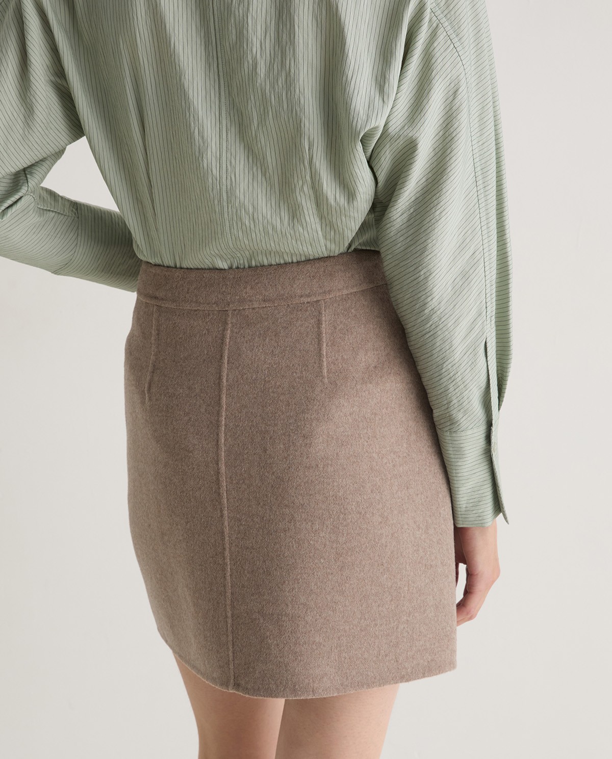 Handmade wool-blend skirt brown woman Yerse - Front view 8